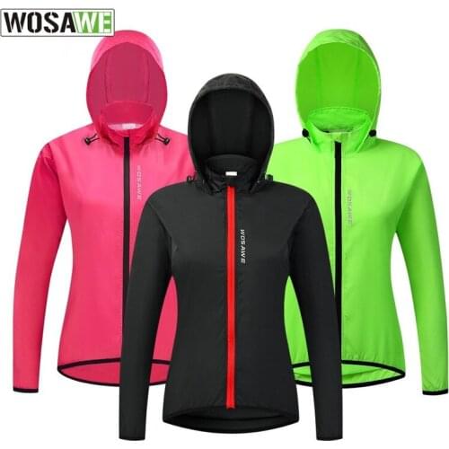 WOSAWE Women Cycling Jacket Long Sleeve Hooded Waterproof Windproof Bike Bicycle MTB Windbreaker Outdoor Sport Running Jackets