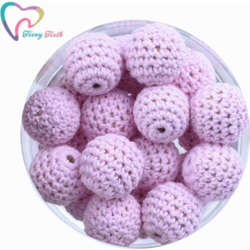 Teeny Teeth 10 PCS Baby Jewelry Accessories Crochet Wood Beads 16-20 MM Christmas Pink Series Can Chew DIY Nursing Crochet Beads