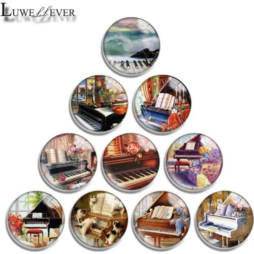 12mm 14mm 16mm 20mm 25mm 30mm 614 Piano Mix Round Glass Cabochon Jewelry Finding 18mm Snap Button Charm Bracelet