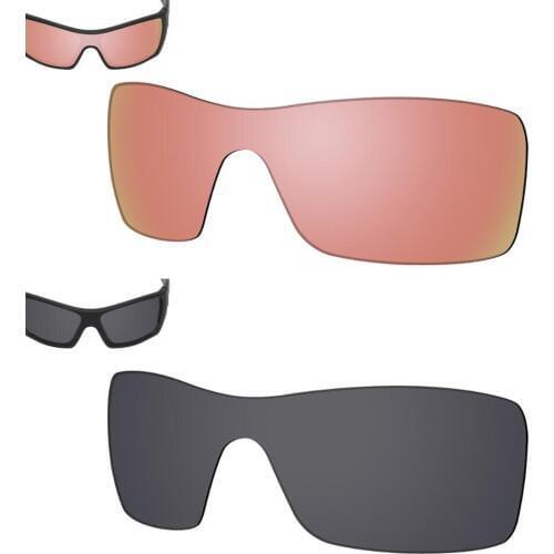 SmartVLT 2 Pieces Polarized Sunglasses Replacement Lenses for Oakley Batwolf-Peach Gold and Solid Black