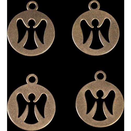 20*24.5mm brass laser cut hollow single hanging angel pendant round pendant used to make jewelry accessories