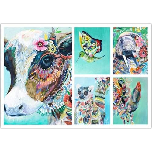 New 5d diy diamond painting painted a variety of animals full square resin rhinestones 3D diamond embroidery animal diamond