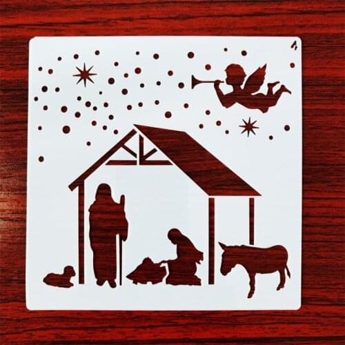 B2RC 12 Pieces Christmas Stencils Template Reusable Plastic Craft for Art Drawing Painting Spraying Window Glass Door Car Body