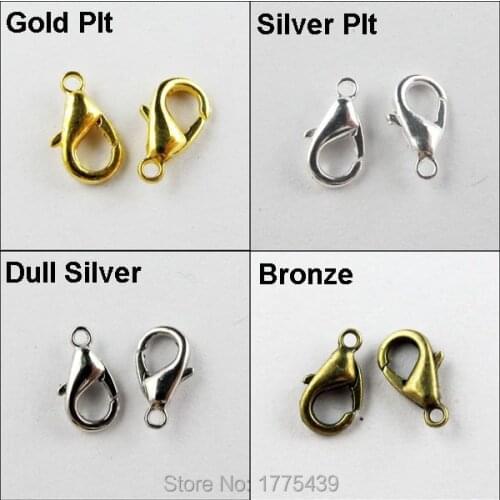 Free Shipping(50Pcs=1Lot !) Jewelry Finding Lobster Parrot Clasp Connector 6X10MM Gold Bronze Silver Plated