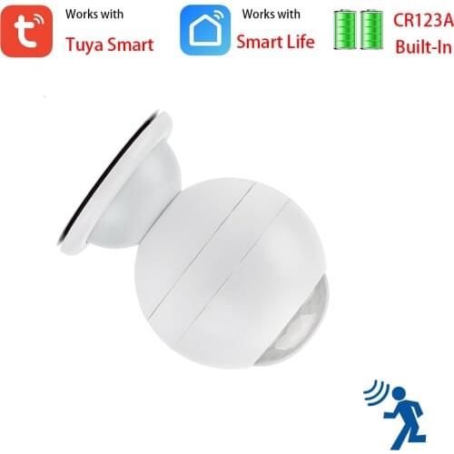 Tuya Smart WIFI Wireless PIR Motion Sensor Detector Tuya Smart Life APP Built-in 2x CR123A Battery Working More than 1 year