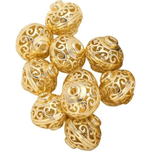 Loose Beads, Separate Beads, Diy Jewelry Accessories, Golden Hollow Ball Beads, Lantern Round Beads, Beaded