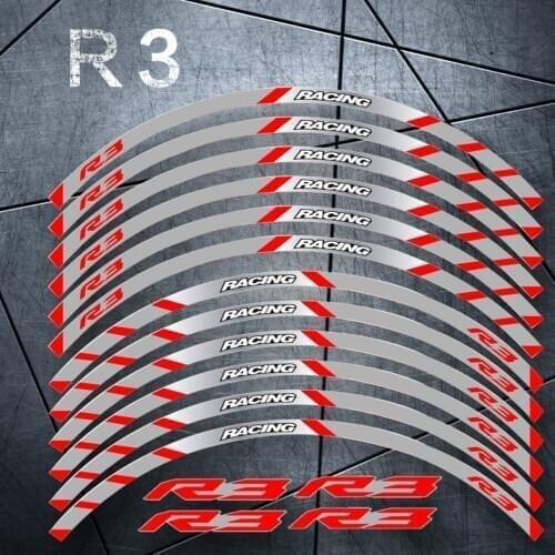 For YAMAHA YZF R3 7 color motorcycle 17inch wheel decals Reflective stickers rim stripes YZF-R3 motorbike R3