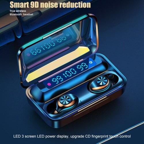 F9-10 Tws Wireless Touch Earphone With Bluetooth 5.0 With Fingerprint, Waterproof Ipx7 Noise Reduction With Sports Smart Led Dis