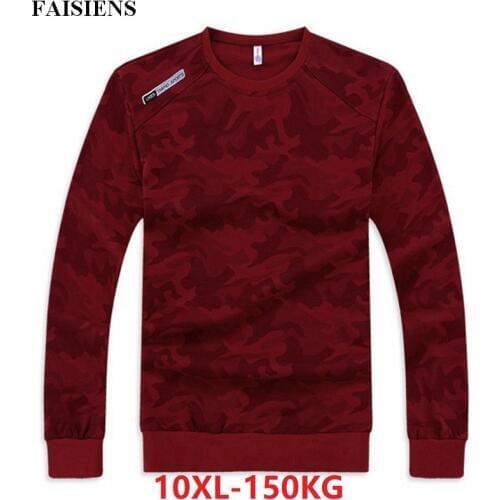FAISIENS Camouflage Men Casual Sweatshirts Plus Large Size Big 8XL 9XL 10XL Sportwear Pull Over Red Black 52 Hipster Sweatshirts