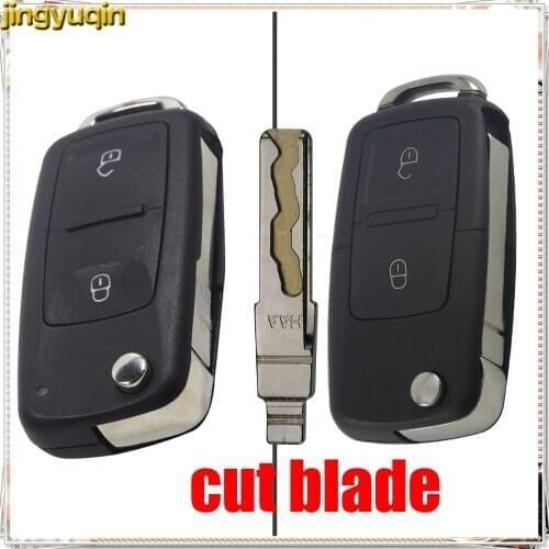 Jingyuqin 2 Buttons Cut Blade Car Key Case Shell Cover Fob Folding for VW Volkswagen MK4 Bora Golf 4 5 6 Passat Polo Bora Touran