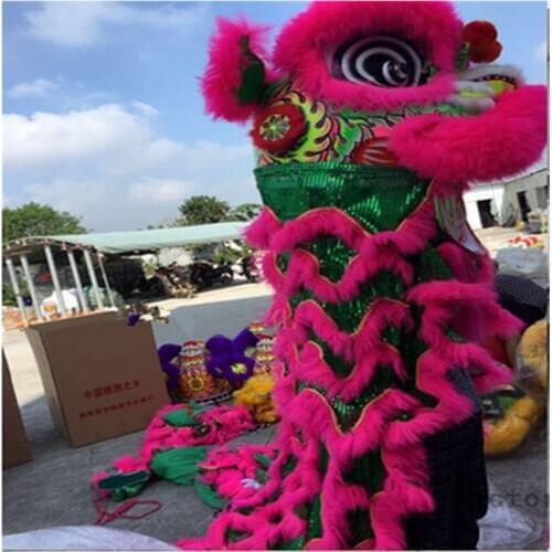 Halloween Christmas cosplay Lion Dance mascot Costume party Southern pink Lion Chinese Folk art two adult Clothing Advertising