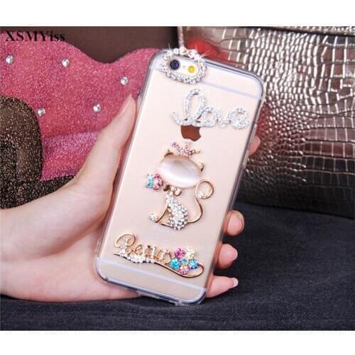 XSMYiss Cute Phone Case For Samsung S6 S7 S8 S9 S10 PLUS S10 Lite Note5 8 9 Bling Rhinestone Diamond Soft TPU Back cover