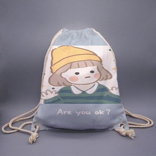 3D Printing Mens Drawstring Bag, Fashion Girl Print Cute Travel Backpack, Fashionable