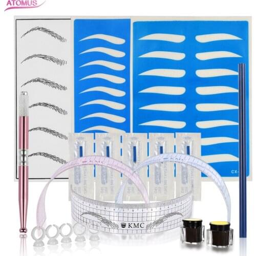 ATOMUS 1 Set Practice Makeup Microblading Eyebrow Tattoo Kits Pen Needle Paste Skin Ruler Beauty For Beginners Body Art
