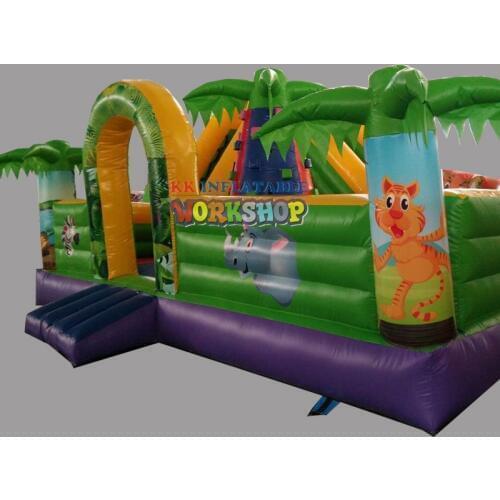 Inflatable Jungle combo castle bouncer with slide / Entertainment park and forest play