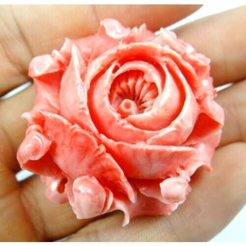 Natural stone Quartz crystal Chinese Pink Organic Cinnabar carve flower pendant Jewelry making necklace A1
