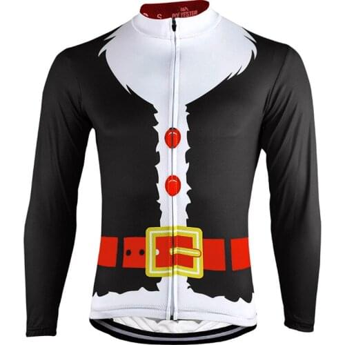 2020 New Santa Claus Black/Red Long Sleeve Cycling Jersey Winter Warm Spring and Autumn Thin Mountain Bike Wear Various Styles