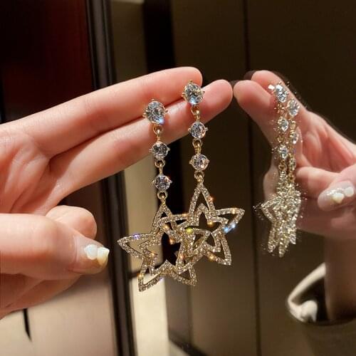 2021 New Crystal Pearl Tassel Earrings Female Long Paragraph Geometric Pendant Earrings Wedding Fashion Jewelry Jewelry Gifts