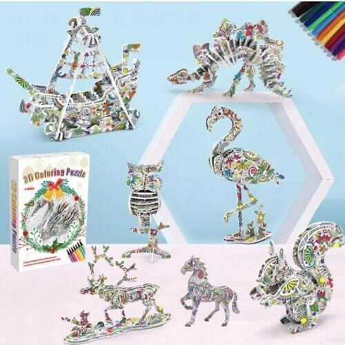 New 3D Dimensional Puzzle Diy Hand-Made Graffiti Christmas Gifts Parent Child Interactive Development Of Mental Toys Set