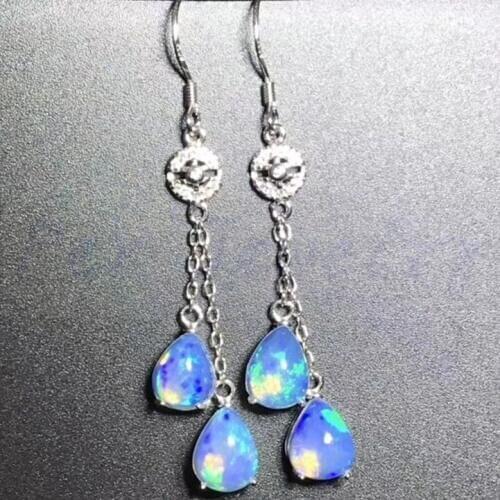 Natural opal or amethyst drop earring Free shipping 925 sterling silver Fine jewelry 0.6ct*4pcs gemstone #X18030904