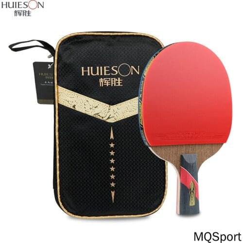Huieson Wenge Wood & Carbon Fiber Blade 6 Star Table Tennis Racket Sticky Pimples-in Rubber Super Powerful Ping Pong Racket Bat