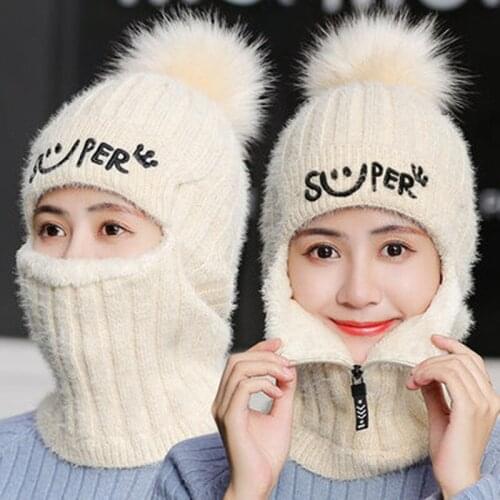 Ear Protection Warm Thick Knitted Woolen Female Korean Version 2021 New Autumn And Winter Cycling Plus Velvet Windproof Hat