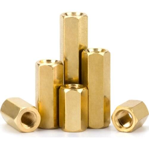 10-50pcs Hex Female to Female M2 M2.5 M3 M4 Brass standoff spacer Hexagonal stud spacer Hollow Pillars brass spacing screw