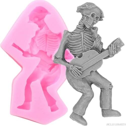 3D Skeleton Cake Silicone Mold Halloween Fondant Cake Decoration Tool Musical Instrument Chocolate Candy Gumpaste Molds au12 21