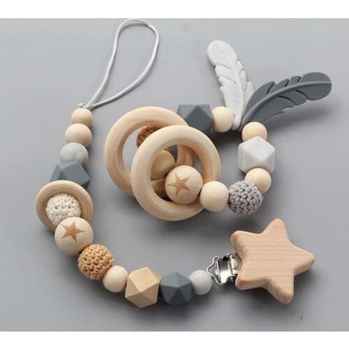 Silicone Pacifier Clips Teething Baby Teether Dummy Holder Chain Care Bracelet Gelatin Chewing Rattle Toy Birthday Shower Gift