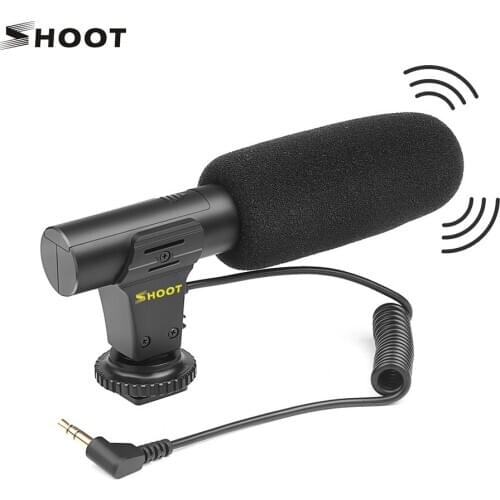 SHOOT Stereo Microphone Camera Microphone Mic 3.5mm VLOG Photography Video Interview for Canon Sony Nikon Camera Smartphone
