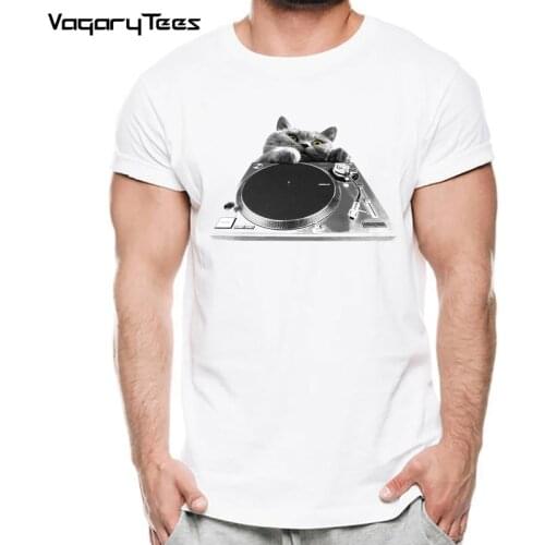 VagaryTees Funny Shorthair Cat Mens Tops I want to play music Tshirt unisex Casual Mens O-neck T Shirts animal Print Tees