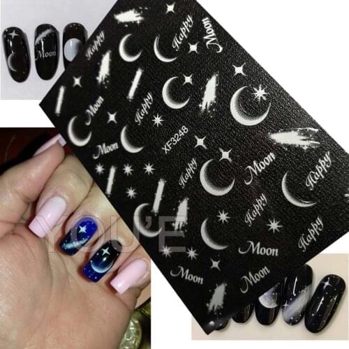 Nail Sticker Decoration Art Shadow Moon Flower Snow Nail Decal Manicure Design Butterfly Back Glue Sticker for Nails Accessories