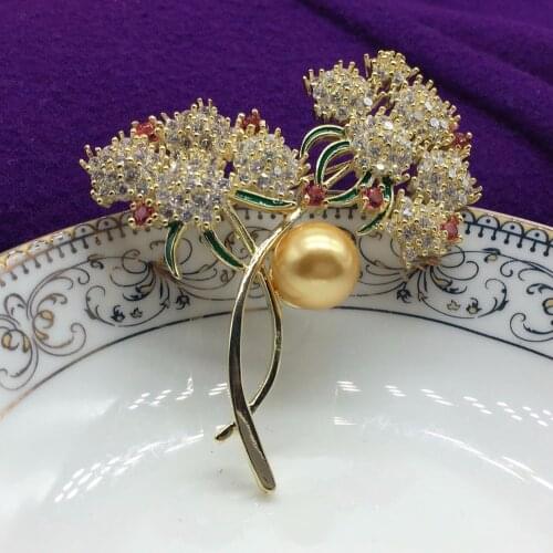 Cherry particle beads design micro cubic zirconia CZ brooch fine micro-inlay brooches Cherry micro zircon brooch