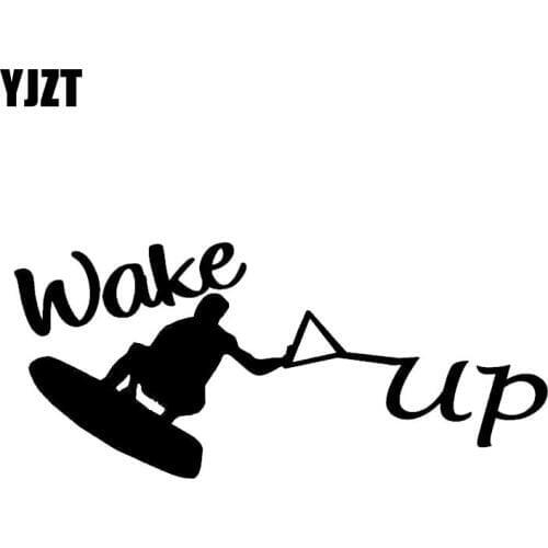 YJZT 17.1CM*7.5CM Wakeboard Water Skiing Decor Car Styling Vinyl Car Sticker Black/Silver C31-0308