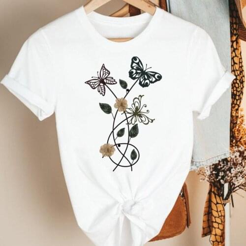 Women Clothes Butterfly New Cute 90s Lovely Cartoon Summer Short Sleeve Print Fashion Tshirt Female Tee Top Graphic T-shirt