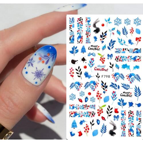 1pc Winter Christmas Snow Nail Sticker Snowflake New Year Xmas 3D Decals Nail Art Design Decor Accessories