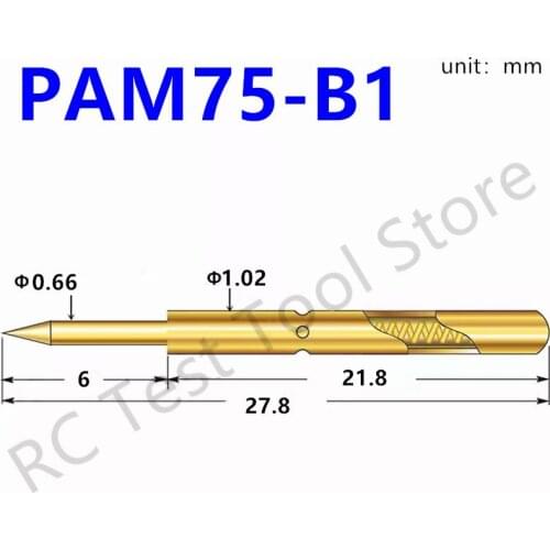Brass Spring Test Probe PAM75-B Durable Brass Test Probe Sleeve Length 27.8mm Household Convenient Gold Plated Test Tool 100 PCS