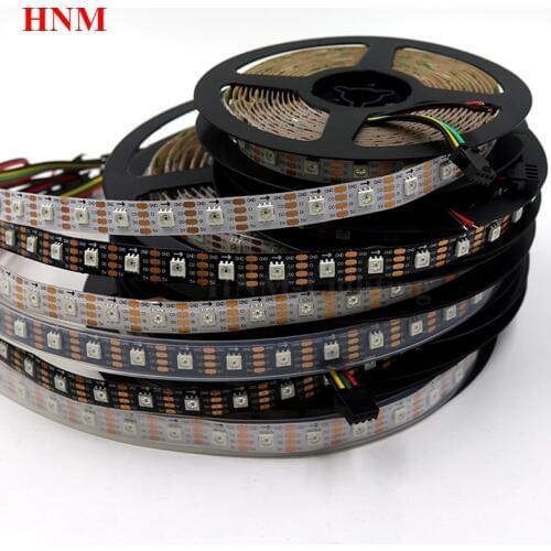 5V 60LEDs/m HD107S(Similar APA102/APA107) 5050 SMD Digital RGB Pixel LED Strip Light Christmas TV,White/Black PCB,IP20/IP65/IP67