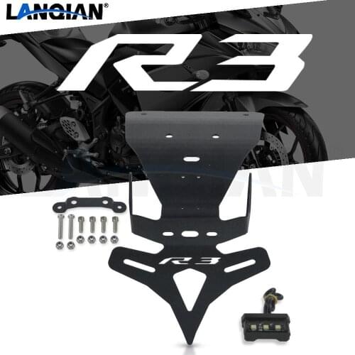 For YAMHA YZF R3 Motorcycle Aluminum License Plate Bracket Holder With LED Light YZF-R3 YZFR3 2019 2020 Accessories