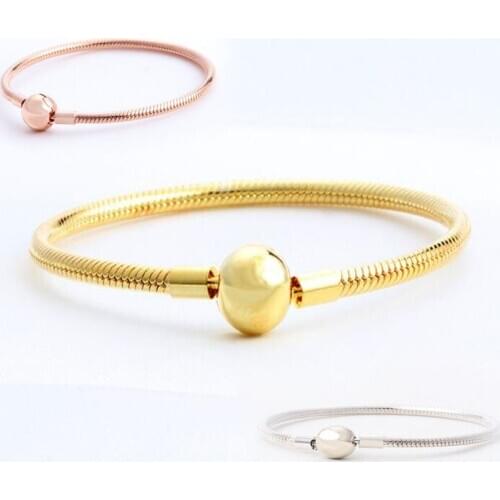 100% Sterling Classic Bangle With For Women Fashion DIY Jewelry Fit Original Charm Bracelets