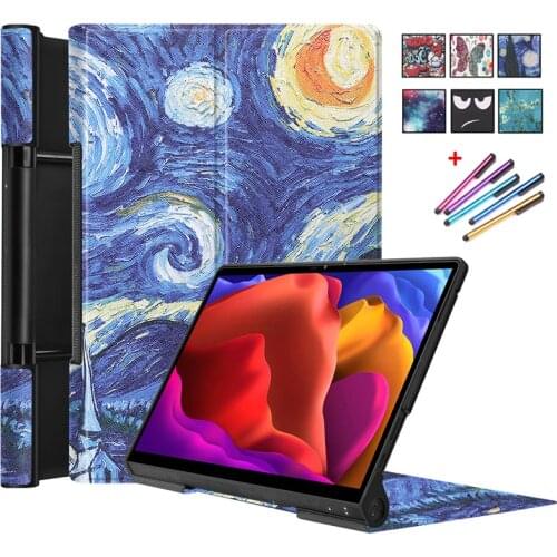 For Lenovo YT-K606F Case Stand Flip Leather Cover For Lenovo Yoga Pad Pro Case For Yoga Tab 13 YT K606F Tablet Cover+Gift