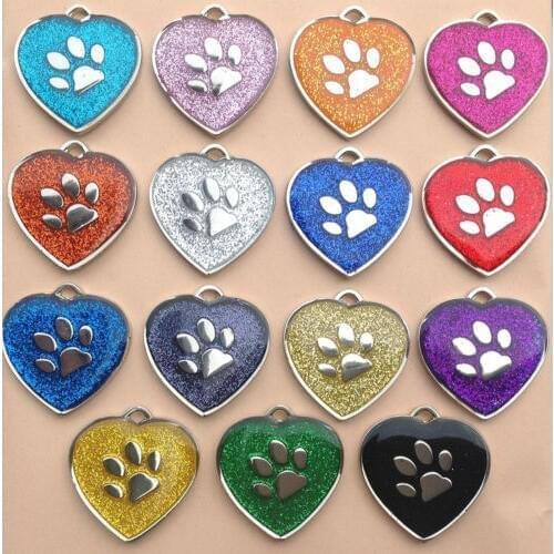 Cheap Pet ID Tags 32mm REFLECTIVE GLITTER HEART TAG hot sales dog id heart dog tags custom new cat dog id heart shape tags