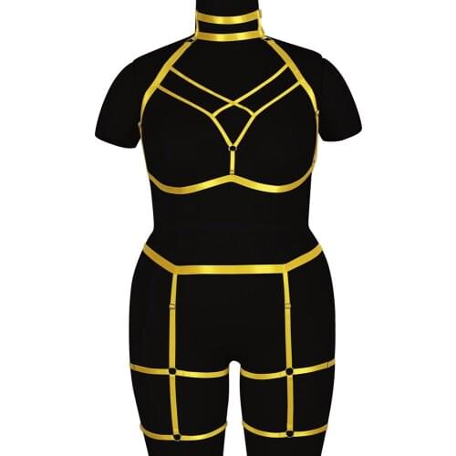 Erotic Bondage Costumes Gothic Plump Womens Underwear Exotic Garter Belts Plus Size Sexy Lingerie Harness Stocking Straps Set