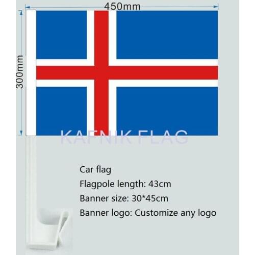 KAFNIK,30 x 45 cm Iceland car flag car banner window banner window flag free shipping