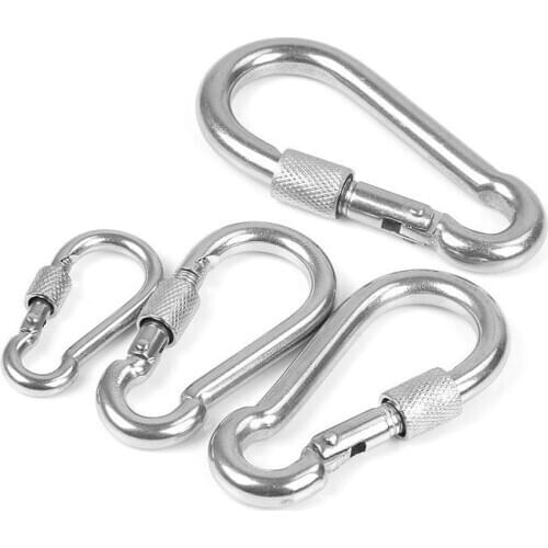 M4/5/6/7/8/9/10/11/12 SUS304 Carabiner With Screw Lock Snap Hook Safety Buckle EDC Keychain Secure Carabiner Snap Hook