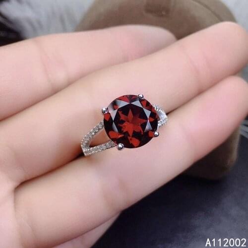 KJJEAXCMY fine jewelry natural garnet 925 sterling silver adjustable gemstone women ring support test beautiful noble
