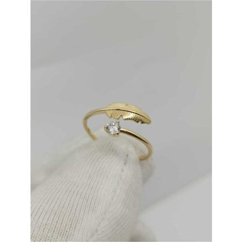 Leaf Ring Gift Wedding Marriage Teklifi Lady Ring Goldleaf