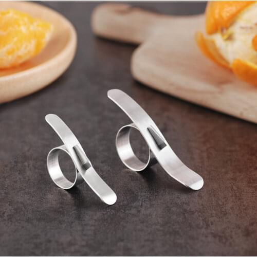 2 Pcs Creative Orange Peeler 304 Stainless Steel Fruit Peeler Finger Ring Manual Orange Slicer Kitchen Vegetable Tools