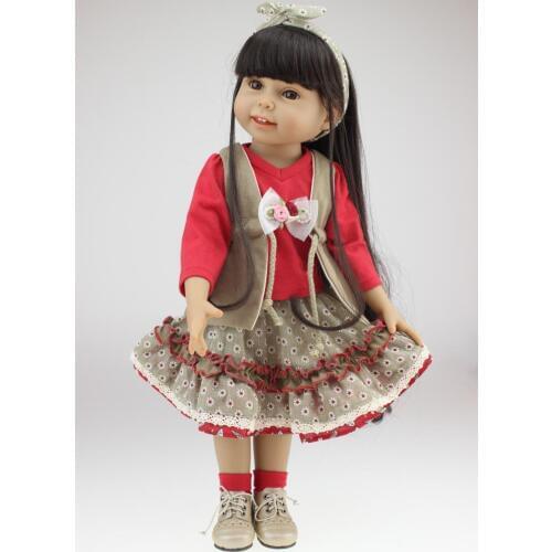 45 cm/18 Inch reborn Girl Doll Handmade Soft Plastic Reborn Baby Toys Girl Dolls with red Clothes for Kids Gifts
