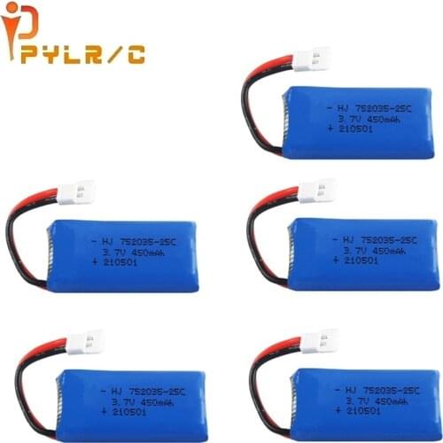 5pcs 3.7V 450mAh lithium battery for H107 H31 KY101 E33C E33 remote control Spare Parts for 3.7v drone battery